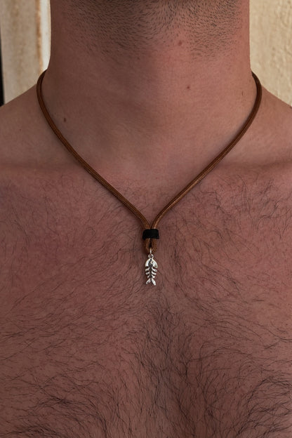 שרשרת חאקי דג כסף 925 לגבר