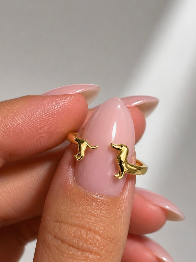 טבעת כלב תחש כסף 925 | ציפוי זהב