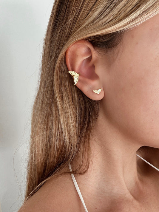 עגיל קונץ׳ ללא חור לאוזן שמאל זנב לוויתן