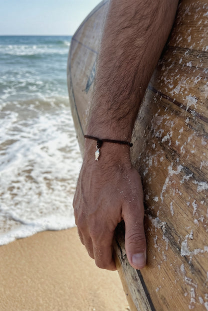 צמיד חום דג כסף 925 לגבר