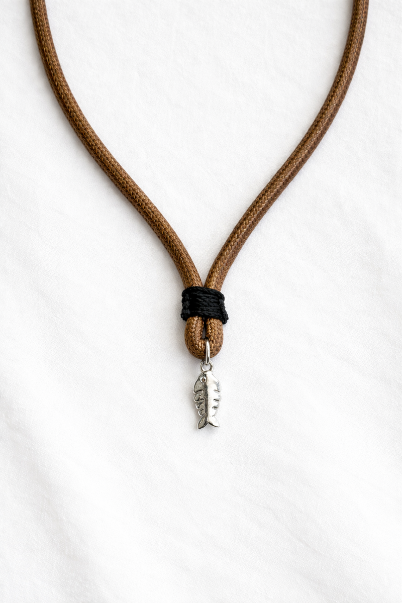 שרשרת חאקי דג כסף 925 לגבר