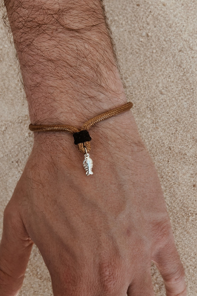 צמיד לגבר חאקי דג כסף 925