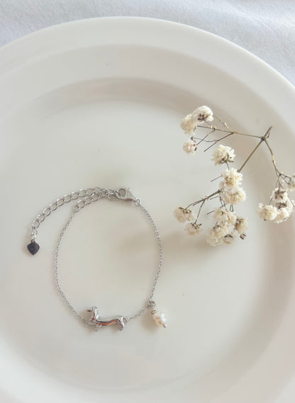 צמיד כלב תחש ופנינה